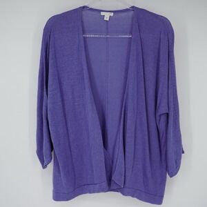 J Jill Linen Lightweight Open Front Cardigan XL Tall Blue/Lavender Beach